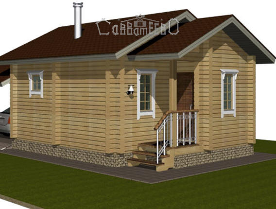 Баня из бревна 5 на 10 с гаражом. БН-12 Баня из бревна 5 на 10 с гаражом. БН-12