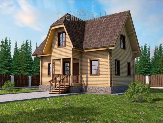 Дачный дом из бруса с мансардой 7,5 на 8,8 Э-05 Дачный дом из бруса с мансардой 7,5 на 8,8 Э-05