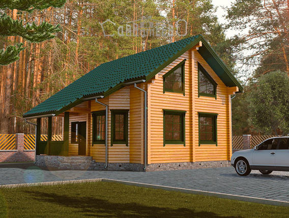 Дом из бруса 9 на 9 с мансардой Э-11 Дом из бруса 9 на 9 с мансардой Э-11